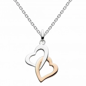 Dew Silver Interlinking Hearts with Rose Gold Plate Pendant 9868HP013