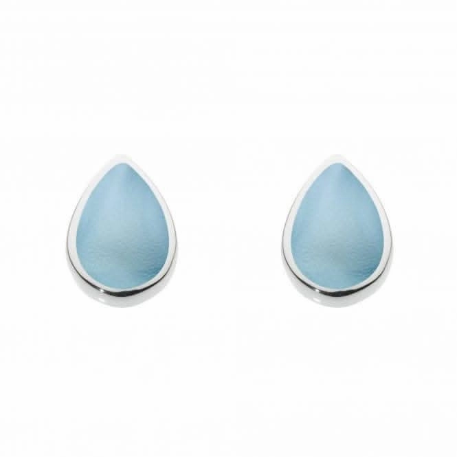 Dew Silver Pear Shape Blue Mother Of Pearl Stud Earrings 3061BMP016