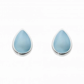 Dew Silver Pear Shape Blue Mother Of Pearl Stud Earrings 3061BMP016