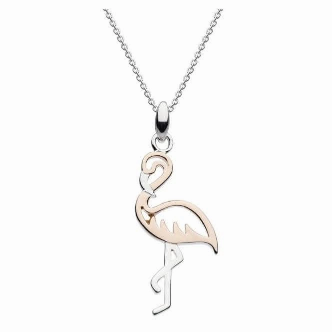 Dew Silver Pretty Pink Flamingo Rose Gold Plate Pendant 9677RG021