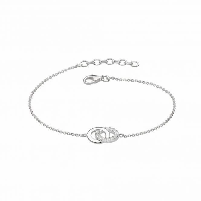 Dew Silver Set Double Cubic Zirconia Circle 7.5 Bracelet 7819CZ022