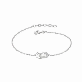 Dew Silver Set Double Cubic Zirconia Circle 7.5 Bracelet 7819CZ022