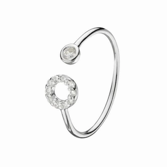 Dew Sterling Adjustable Silver Cubic Zirconia Open Circle Adjustable Ring 1882CZ020