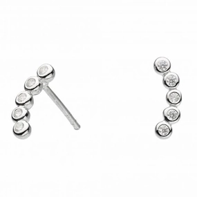 Dew Sterling Silver 5 Cubic Zirconia Curved Stud Earrings 3719CZ021