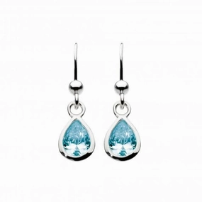 Dew Sterling Silver Blue Topaz Tear Stone Drop Earrings 5031BT
