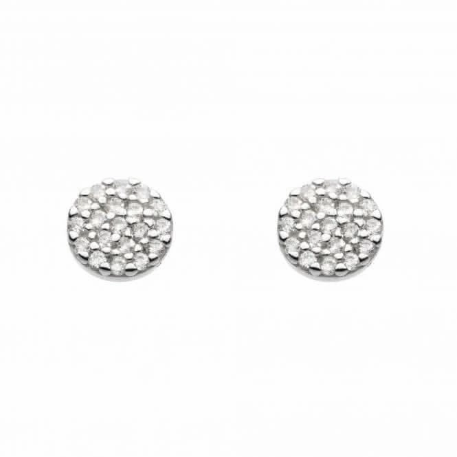 Dew Sterling Silver Cubic Zirconia Disc Stud Earrings 3875CZ020