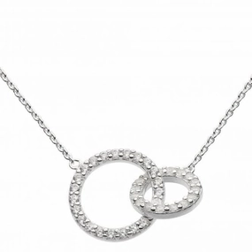 Dew Sterling Silver Cubic Zirconia Double Link 18 Necklace 9720CZ021