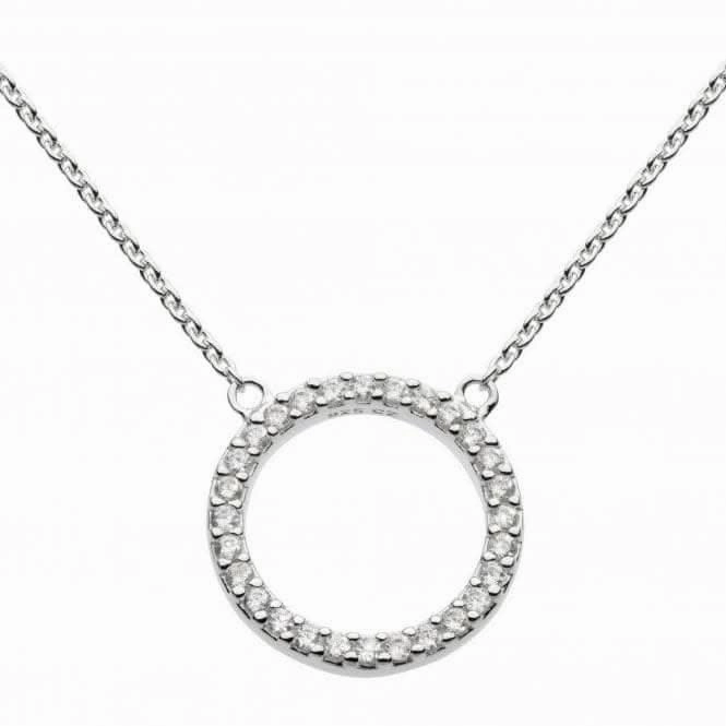 Dew Sterling Silver Cubic Zirconia Open Circle 18 Necklace 9882CZ020