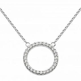 Dew Sterling Silver Cubic Zirconia Open Circle 18 Necklace 9882CZ020