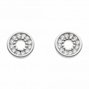 Dew Sterling Silver Cubic Zirconia Open Circle Stud Earrings 3397CZ020