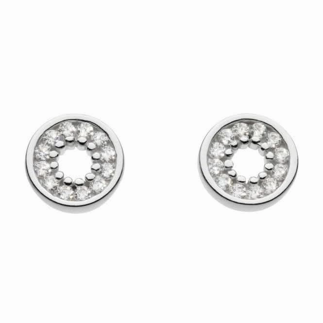 Dew Sterling Silver Cubic Zirconia Open Circle Stud Earrings 3397CZ020