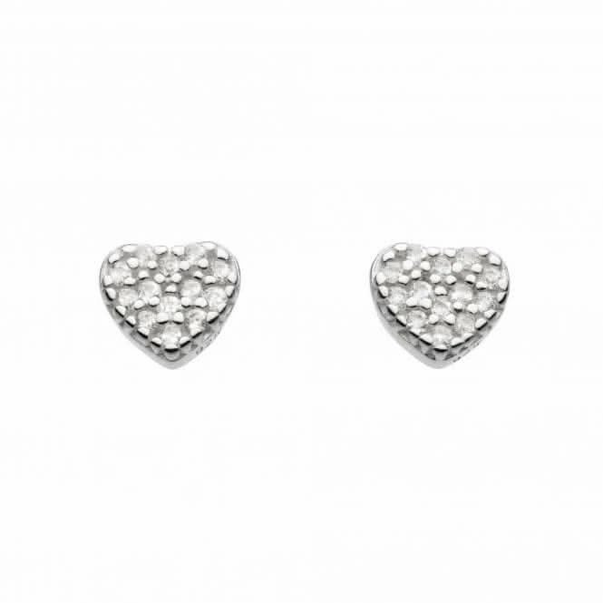 Dew Sterling Silver Cubic Zirconia Small Heart Stud Earrings 38762CZ020