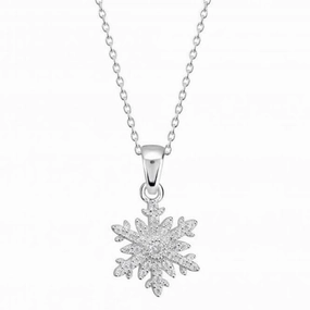 Dew Sterling Silver Cubic Zirconia Sparkle Snowflake Pendant 9103CZ027