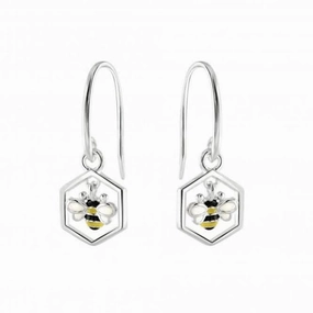 Dew Sterling Silver Dinky Bee and Combe Drop Earrings 5558ME
