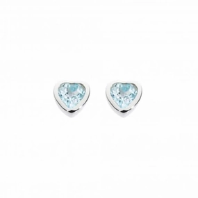 Dew Sterling Silver Dinky Blue Topaz Heart Studs Earrings 3035BT