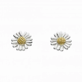 Dew Sterling Silver Dinky Daisy with Gold Plate Stud Earrings 4082GDG020