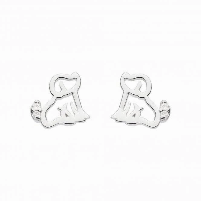 Dew Sterling Silver Dinky Dog with Cubic Zirconia Stud Earrings 3561CZ