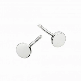 Dew Sterling Silver Dinky Flat Disk Stud Earrings 4847HP022