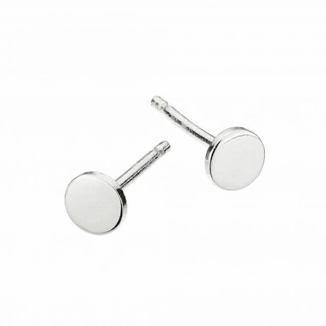Dew Sterling Silver Dinky Flat Disk Stud Earrings 4847HP022
