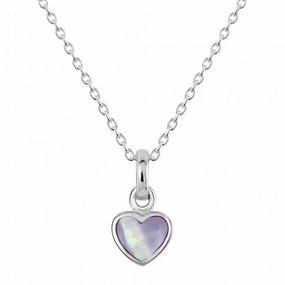 Dew Sterling Silver Dinky Lilac Mother of Pearl Heart Pendant 90632LMP