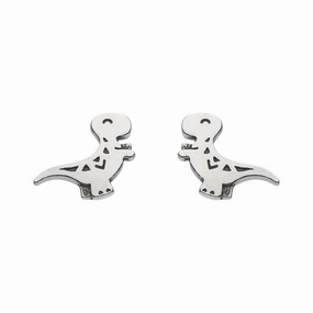 Dew Sterling Silver Dinky Oxidised T-Rex Stud Earrings 4545OX