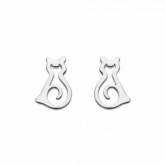 Dew Sterling Silver Dinky Pussy Cat Stud Earrings 4046HP