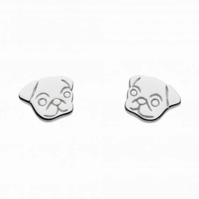 Dew Sterling Silver Dinky Sweet Pug Face Stud Earrings 4861HP