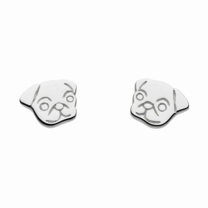 Dew Sterling Silver Dinky Sweet Pug Face Stud Earrings 4861HP