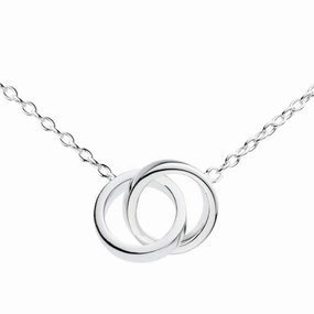 Dew Sterling Silver Double Circle Link 18 Necklace 9695HP021