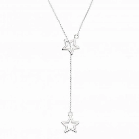 Dew Sterling Silver Double Star Lariat 18 Necklace 97001HP027