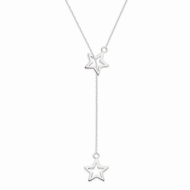 Dew Sterling Silver Double Star Lariat 18 Necklace 97001HP027