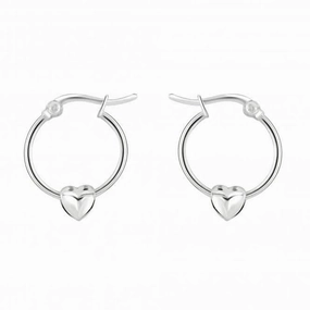 Dew Sterling Silver Heart Puff Sleeper Earrings 41002HP028