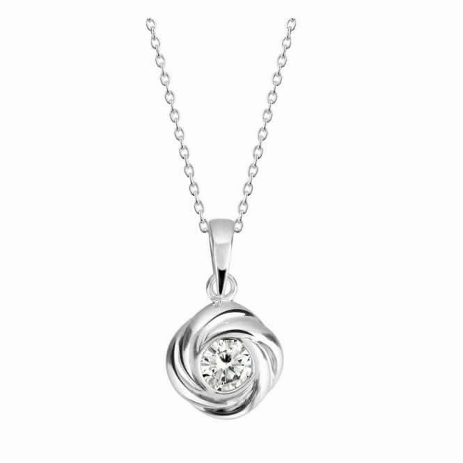 Dew Sterling Silver Silver Swirl With Cubic Zirconia Pendant 9312CZ027