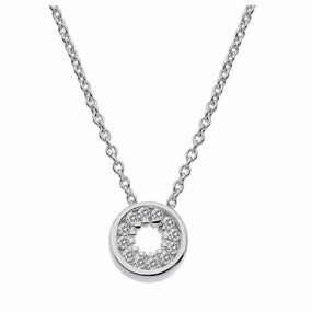 Dew Sterling Silver Small Cubic Zirconia Open Circle 18 Necklace 9397CZ018