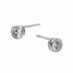 Dew Sterling Silver Small Cubic Zirconia Stud Earrings 37102CZ022