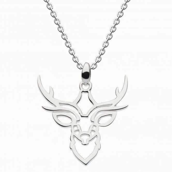 Dew Sterling Silver Stag Head Outline Pendant 9024HP024