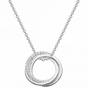 Dew Sterling Silver Triple Rings with Cubic Zirconia 18 Necklace 9821CZ022
