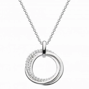 Dew Sterling Silver Triple Rings with Cubic Zirconia Pendant 9820CZ022