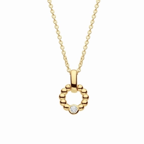 Dew Zirconia Gold Plate Beaded Open Circle Pendant 93224GCZ