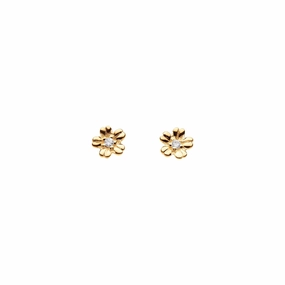 Dew Zirconia Gold Plate Flower Studs 3244GCZ