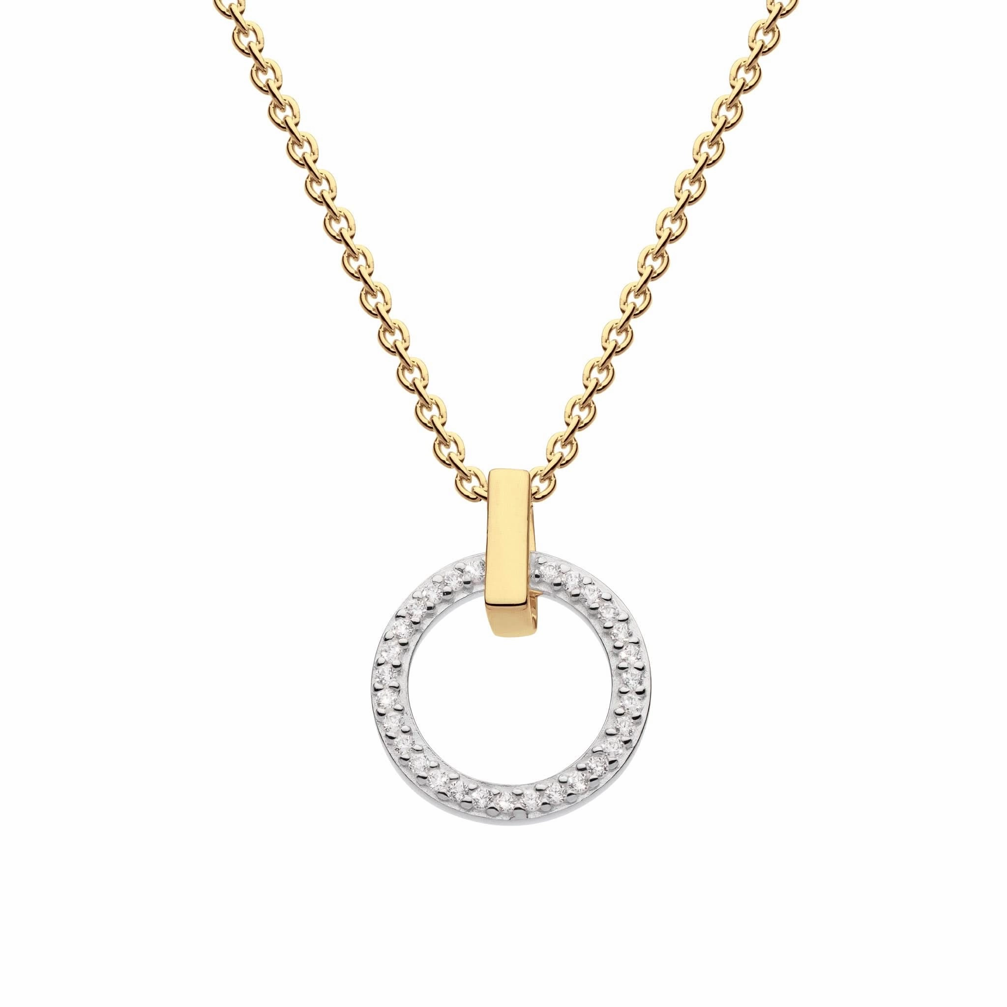 Dew Zirconia Gold Plate Open Circle Bar Pendant 96820GCZ