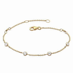 Dew Zirconia Gold Plate Station Chain 7.5" Bracelet 7728GCZ
