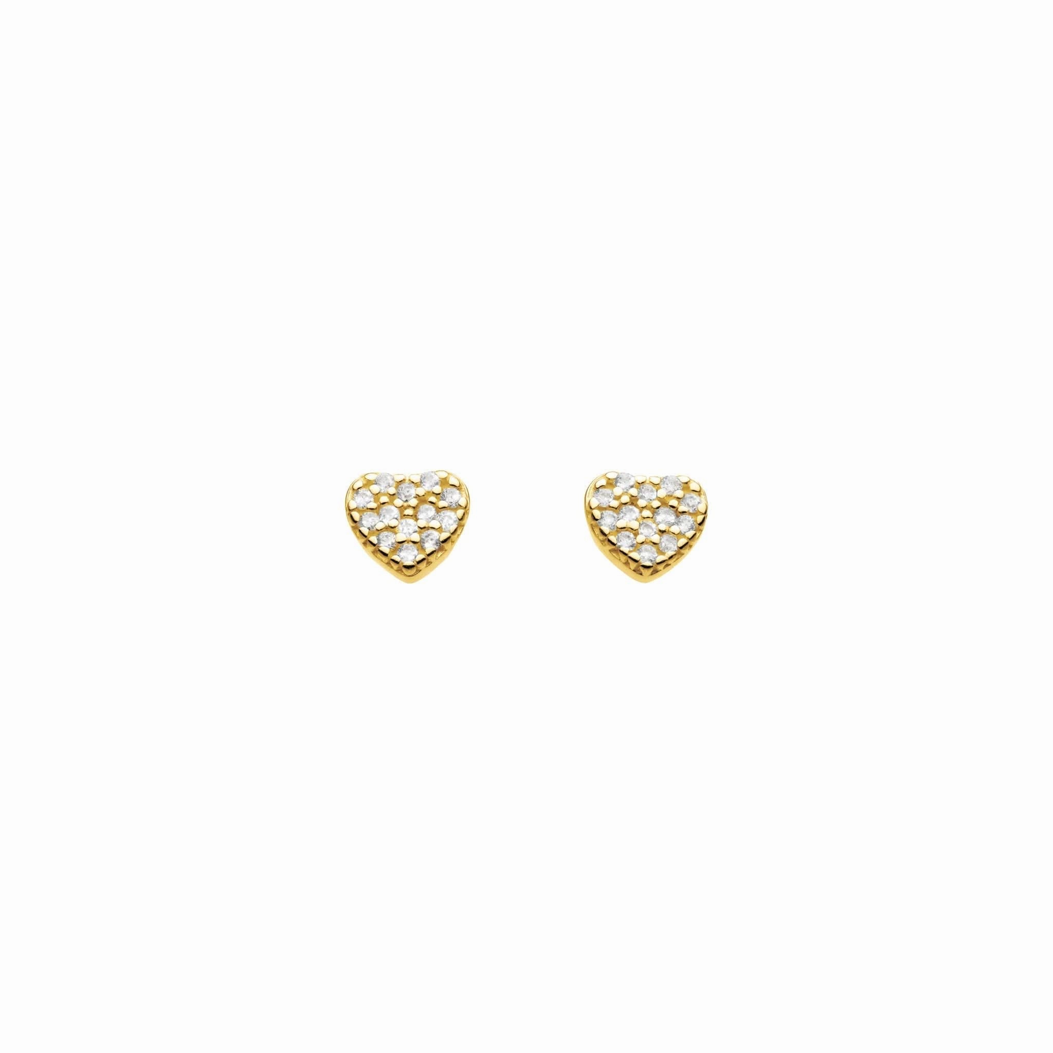 Dew Zirconia Pave Gold Plate Small Heart Studs 38762GCZ
