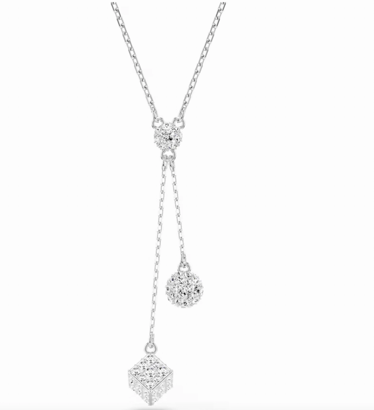 Dextera Round Cut, Sphere & Cube White Necklace