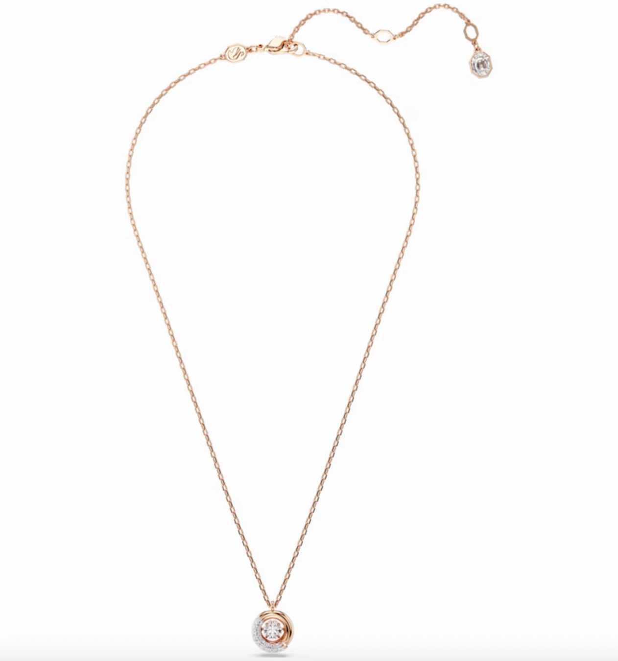 Dextera Round Cut White, Rosegold Tone Pendant