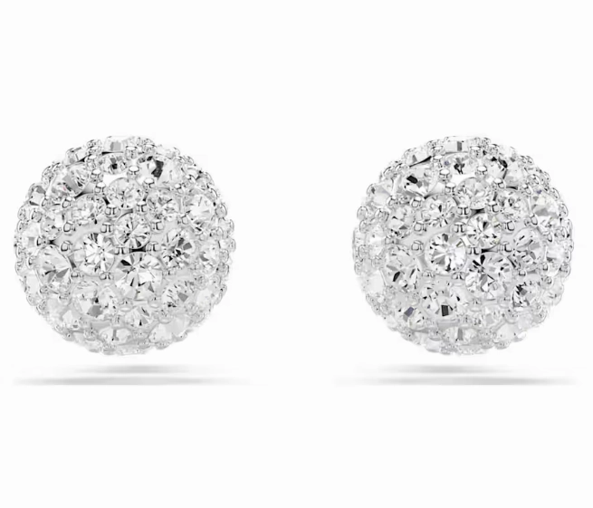 Dextera Sphere with Crystals Silver Stud Earrings