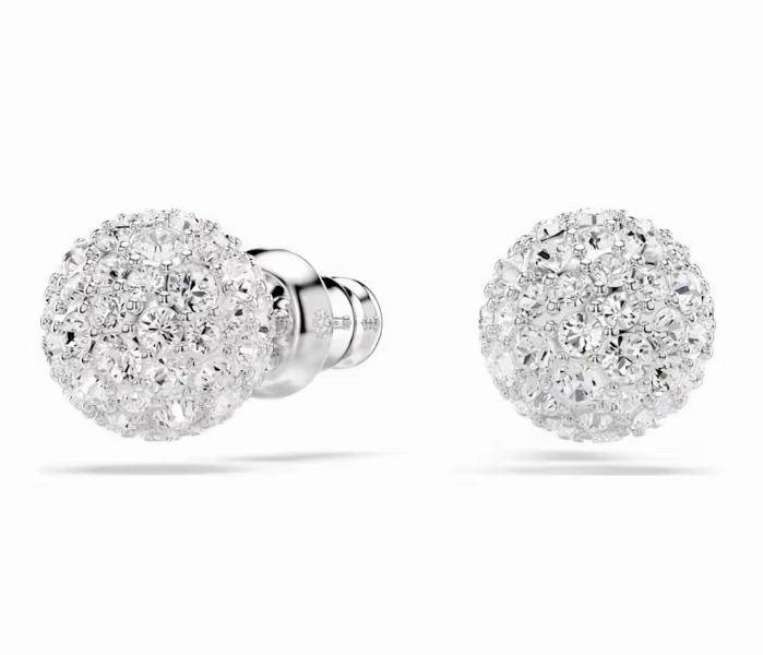 Dextera Sphere with Crystals Silver Stud Earrings