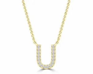 Diamond 8mm Initial 9ct Gold Necklace