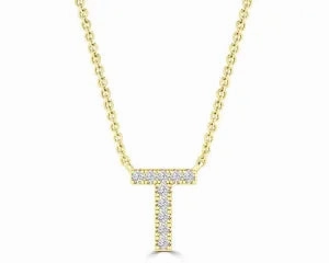 Diamond 8mm Initial 9ct Gold Necklace
