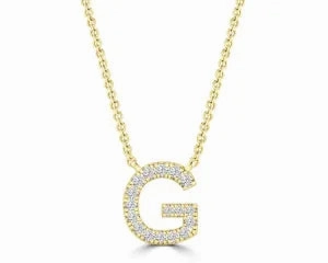 Diamond 8mm Initial 9ct Gold Necklace